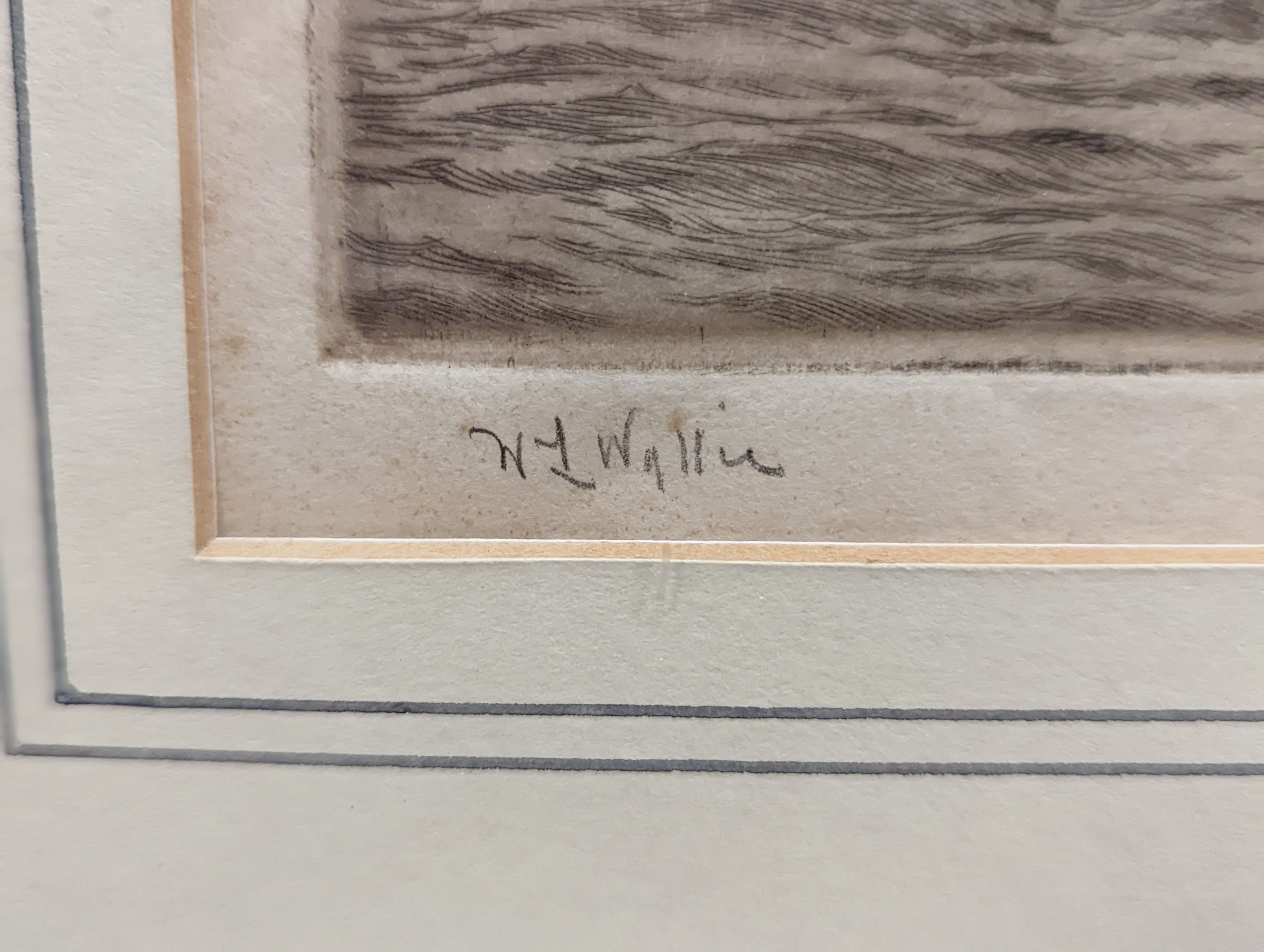 William Lionel Wyllie (1851-1931), etching, HMS Warspite and HMS Warrior at Jutland, signed in pencil, 21 x 42cm